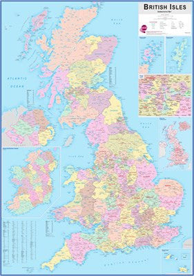 British Isles Administrative Wall Map