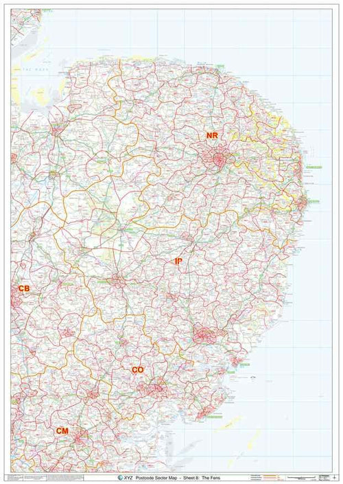 East Anglia Postcode Map sheet