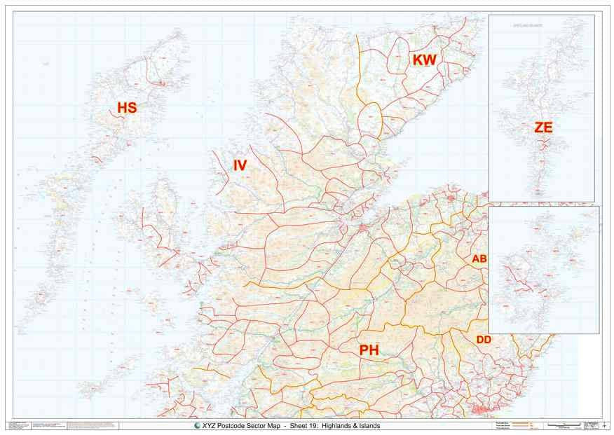 Scottish Highlands Postcode Sector Map (S19) GIF or PDF Download – Map ...