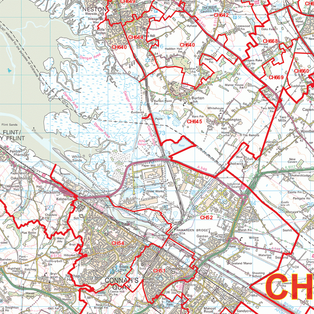 The Chester Postcode Map for the entire CH Postcode Area Map Logic