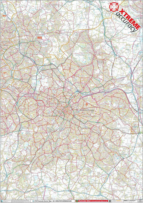 Greater Birmingham Postcode Map PDF or GIF Download