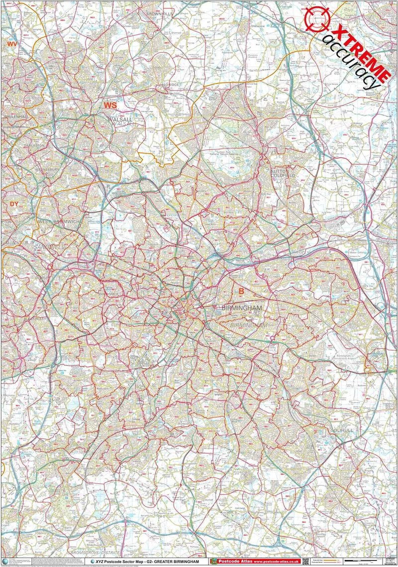 Greater Birmingham Postcode Map Sheet