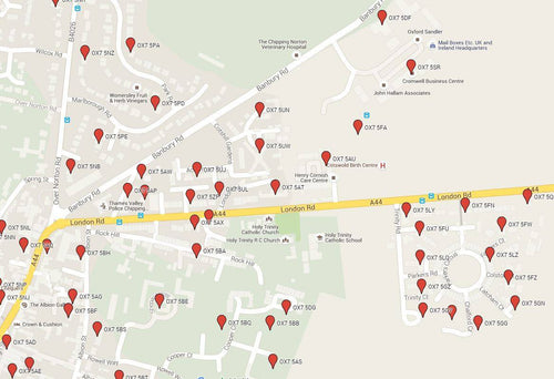 Postcode Latitude Longitude Locations in Google Maps