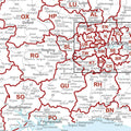 Southern Area of the UK Postcode Area Map