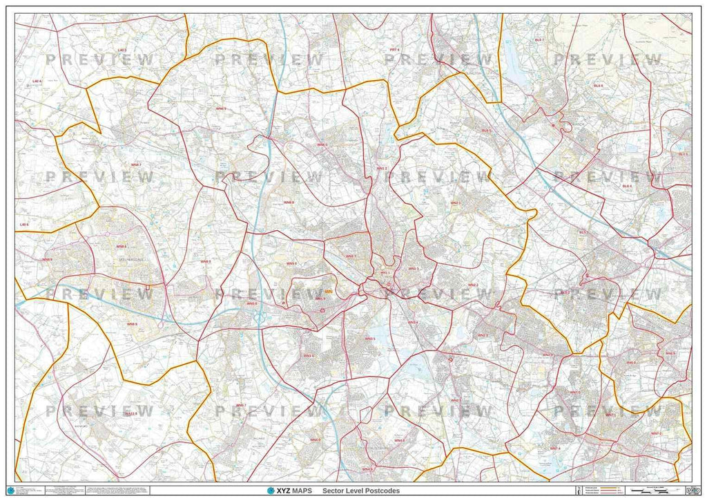 WN Postcode Map for the Wigan Postcode Area GIF or PDF Download Map Logic