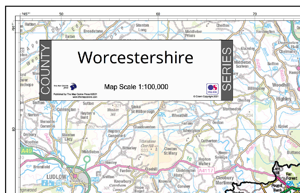 Worcestershire County Map (2021) Map Logic