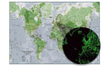 Glow in the Dark World Map Poster contrast of day vs night