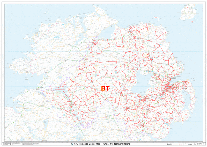 BT Postcode Map PDF or GIF Download