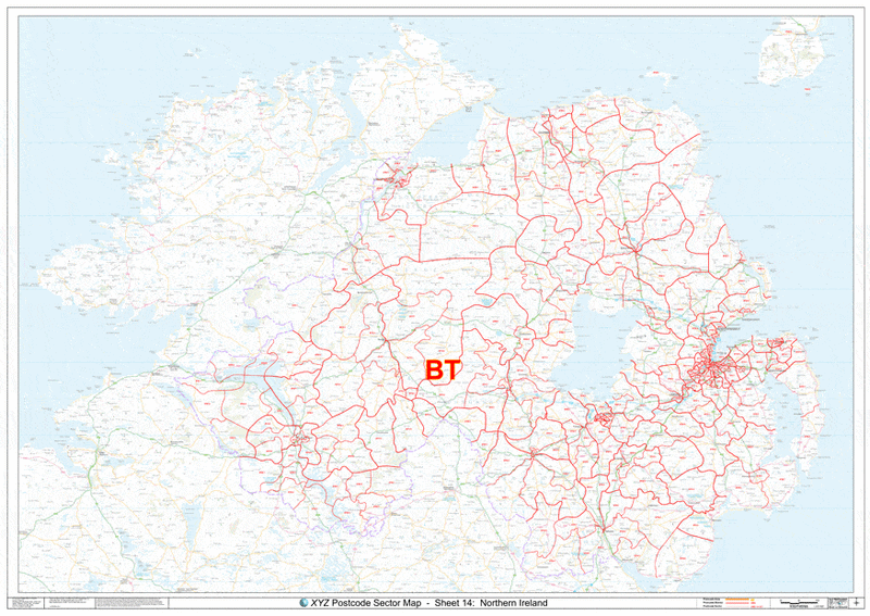 Bt65 Postcode BT Postcode Map for the Northern Ireland Postcode Area GIF or PDF Down ...
