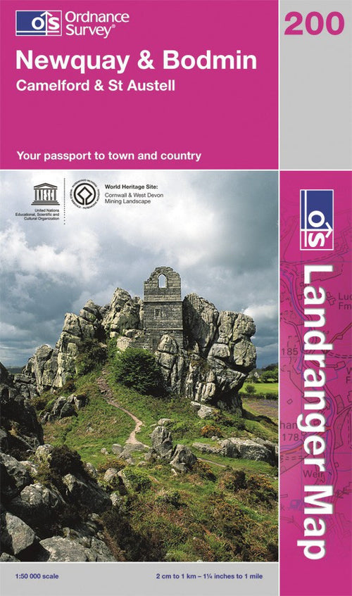 OLR200: Ordnance Survey Landranger Map of Newquay & Bodmin Paper Front Cover