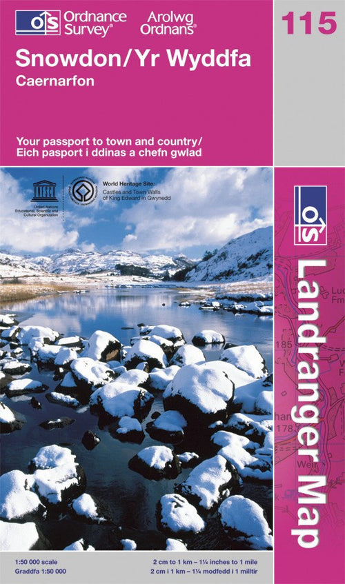 OLR115: Ordnance Survey Landranger Map of Snowdon & Caernarfon Paper Front Cover