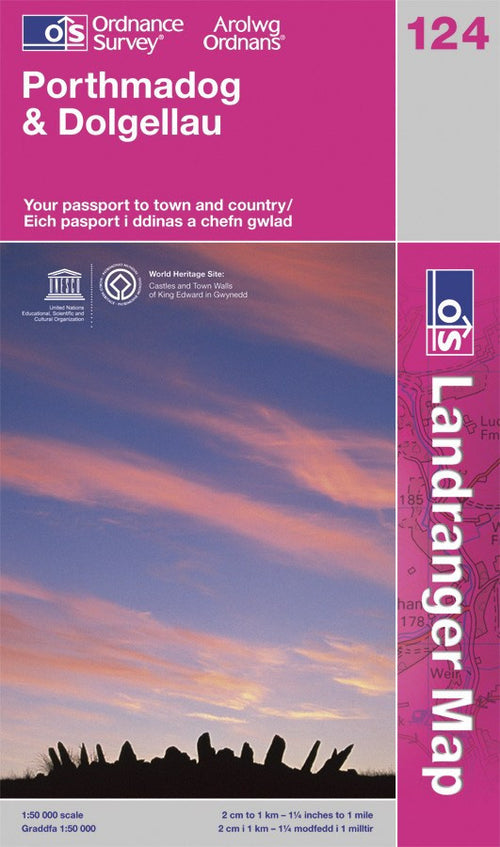 OLR124: Ordnance Survey Landranger Map of Porthmadog & Dolgellau Paper Front Cover