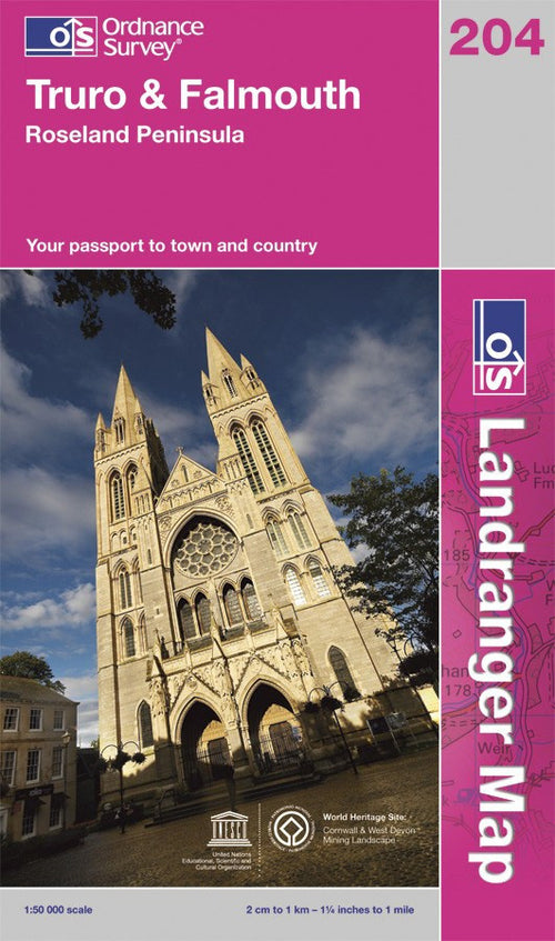 OS Landranger Map of Truro & Falmouth (OLR204) Paper Front Cover