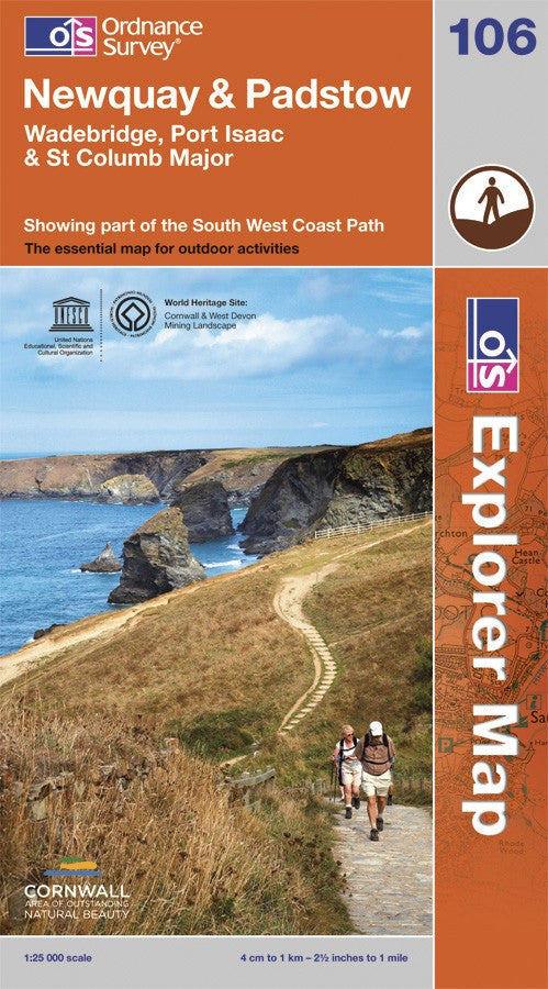 OS Explorer Map of Newquay & Padstow (OL106) Paper Front Cover