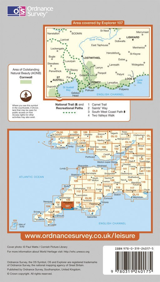 OS Explorer Map of St Austell & Liskeard (OL107) Map Logic