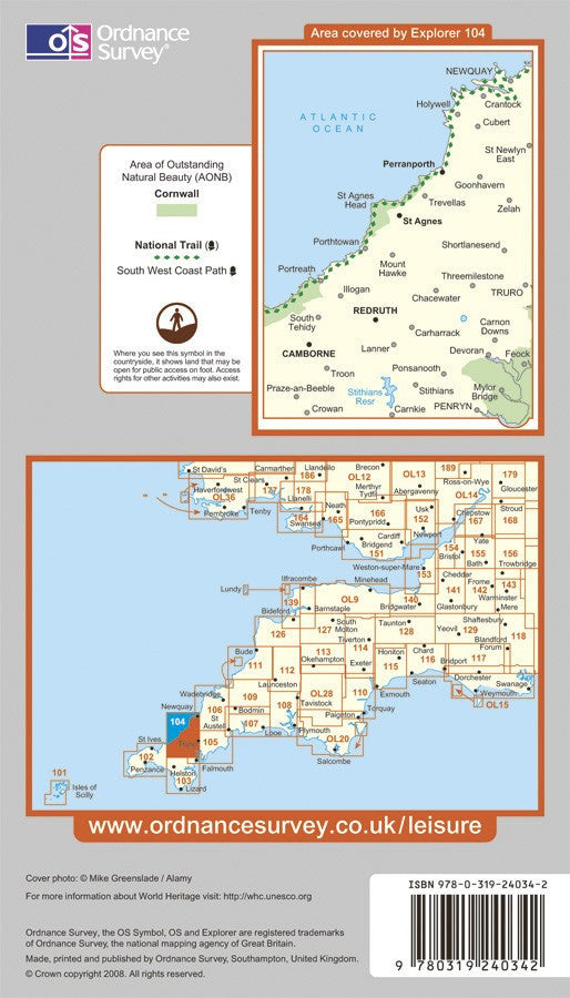 OS Explorer Map of Redruth & St Agnes (OL104) – Map Logic
