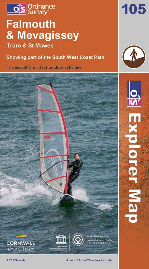 OS Explorer Map of Falmouth & Mevagissey (OL105) Paper Front Cover