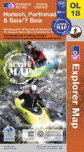 OL18: Ordnance Survey Explorer Map of Harlech, Porthmadog & Y Bala Active Front Cover