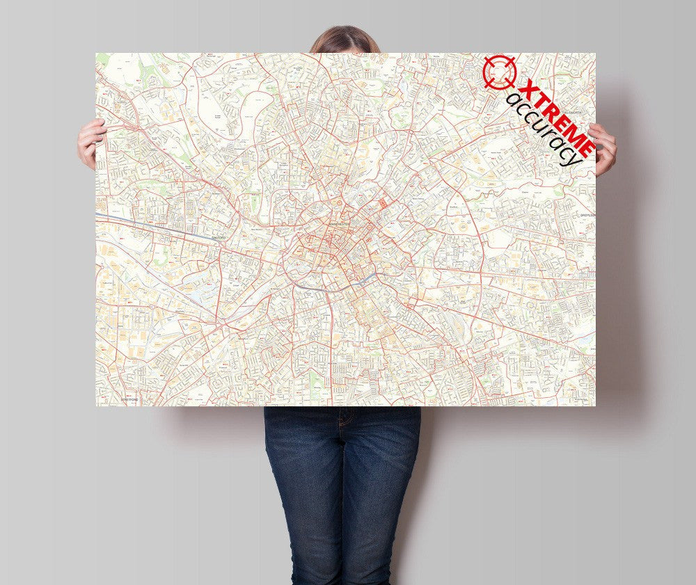 Manchester City Centre Laminated Postcode Sector Map – Map Logic