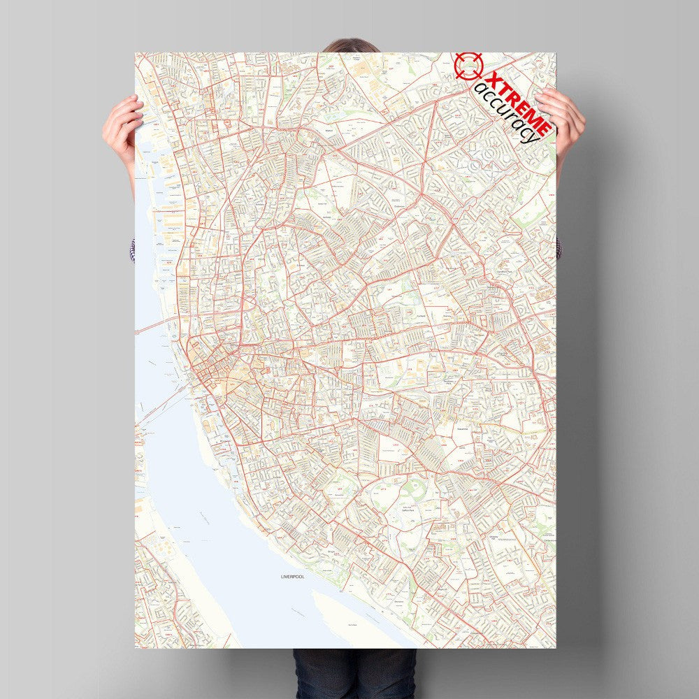 Liverpool City Centre Laminated Postcode Sector Map – Map Logic