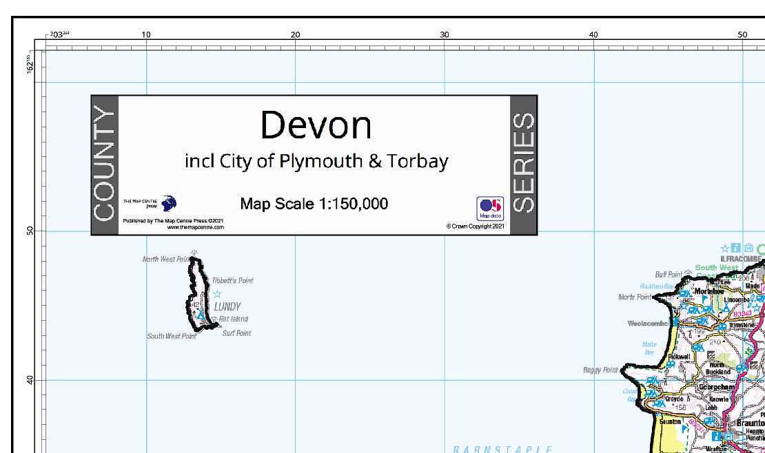 Wall Map Devon Devon County Map (2021) – Map Logic
