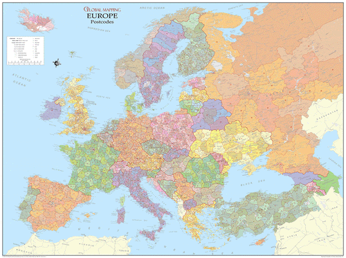 Postcode Map Of Europe Sheet