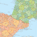 French/ Spanish Border on the Postcode Map Of Europe