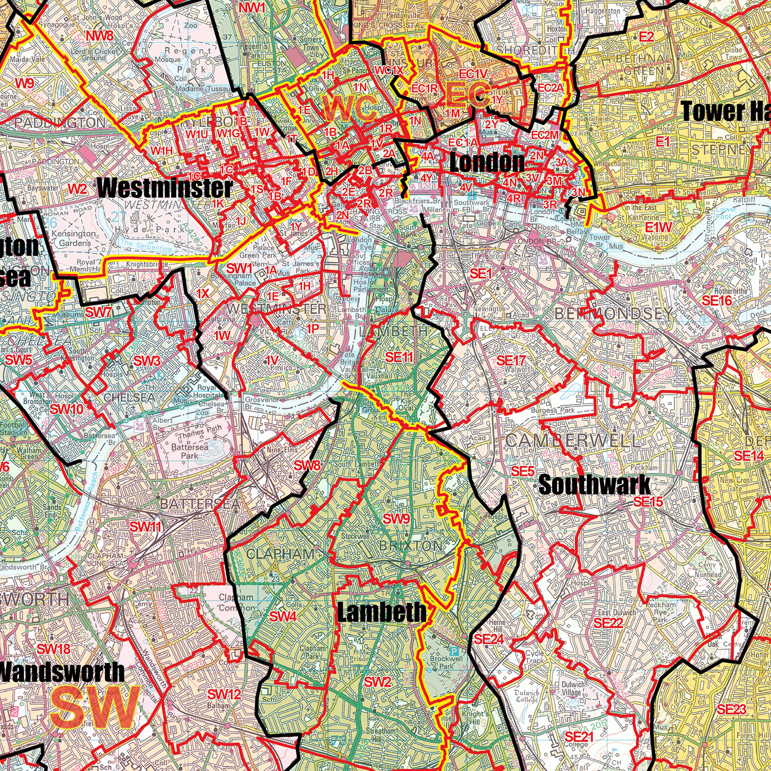 Basic Greater London Postcode Map London Postcode Map - London Borough Map - Map Logic