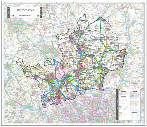 Map of Hertfordshire County