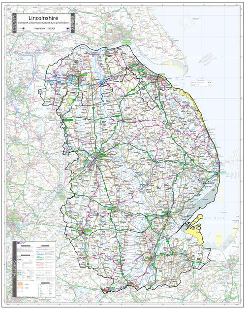 Map of Lincolnshire County