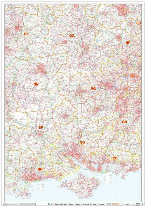 South Central England Postcode Map PDF or GIF Download