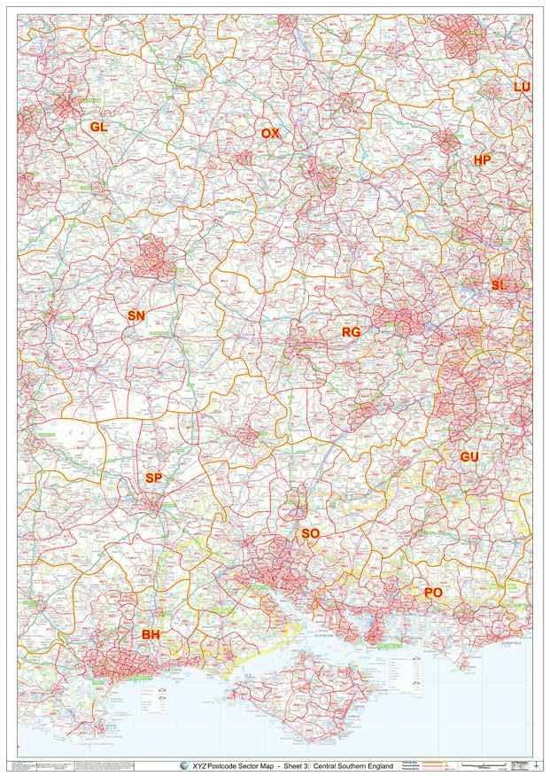 South Central England Postcode map sheet