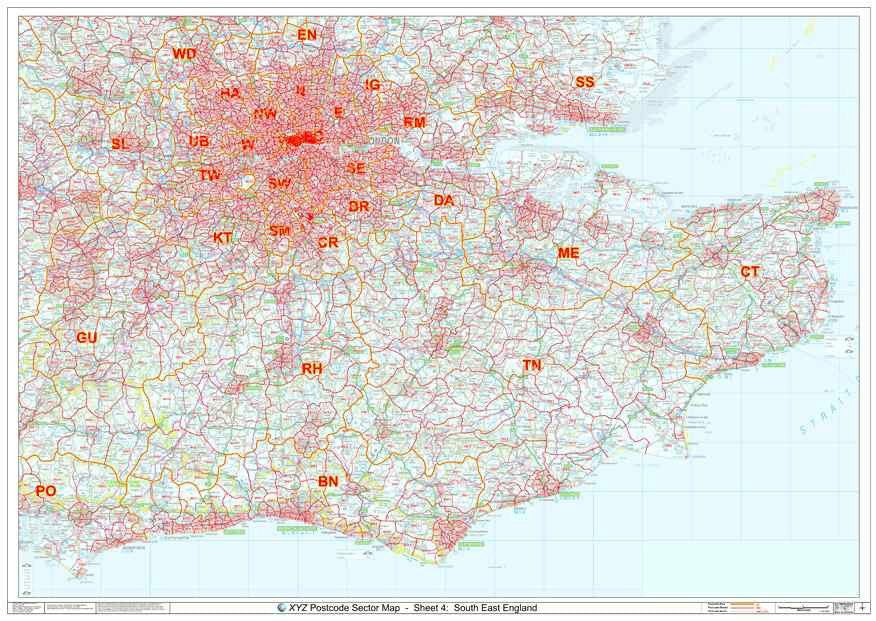 South East England Postcode Sector Map (S4) – Map Logic