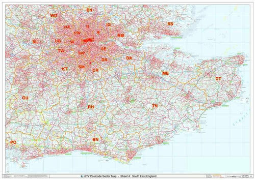 South East England Postcode Sector Map Sheet
