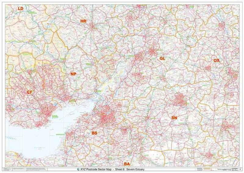 The Severn Estuary Area Postcode Map Sheet