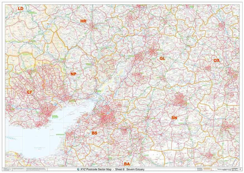 The Severn Estuary Area Postcode Map PDF or GIF Download