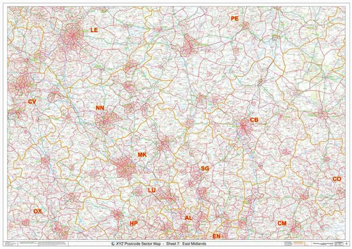 East Midlands Postcode Map PDF or GIF Download