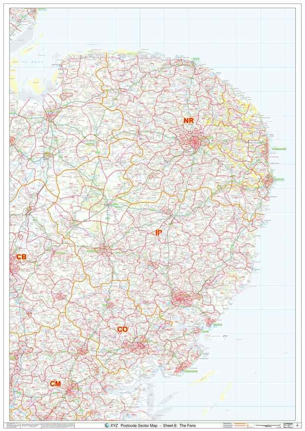 Anglia Postcode Map East Anglia Postcode Sector Map (S8) – Map Logic