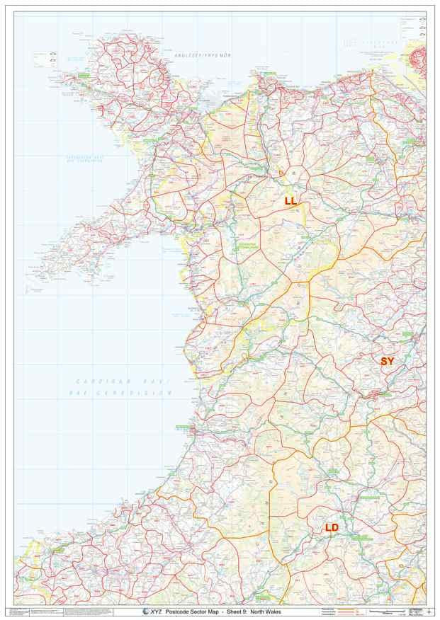 North Wales Postcode Map Sheet