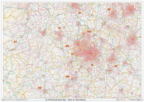 West Midlands Postcode Map Sheet