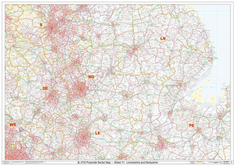 Lincolnshire & Derbyshire Postcode Map PDF or GIF Download