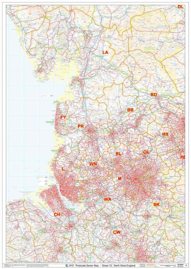 North West England Postcode Sector Map (S12) – Map Logic
