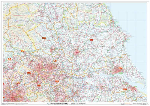 Yorkshire Postcode Map Sheet