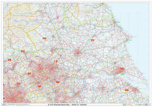Yorkshire Postcode Map PDF or GIF Download