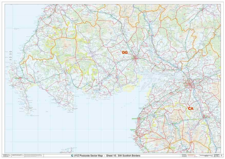 South West Scotland Postcode Sector Map (S15) – Map Logic