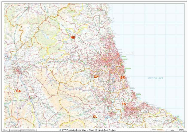 North East England Postcode Map PDF or GIF Download