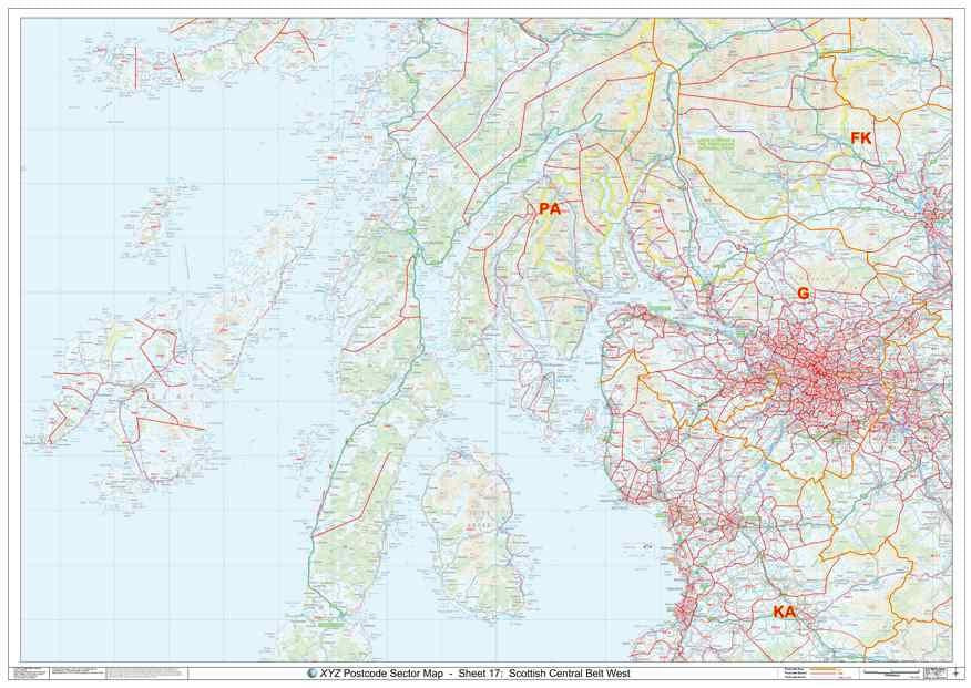 Central West Scotland Postcode Sector Map (S17) GIF or PDF Download ...