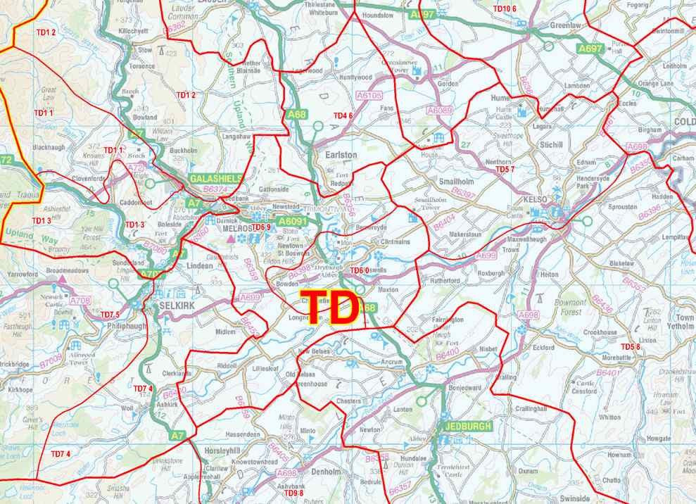 Central East Scotland Postcode Sector Map (S18) – Map Logic