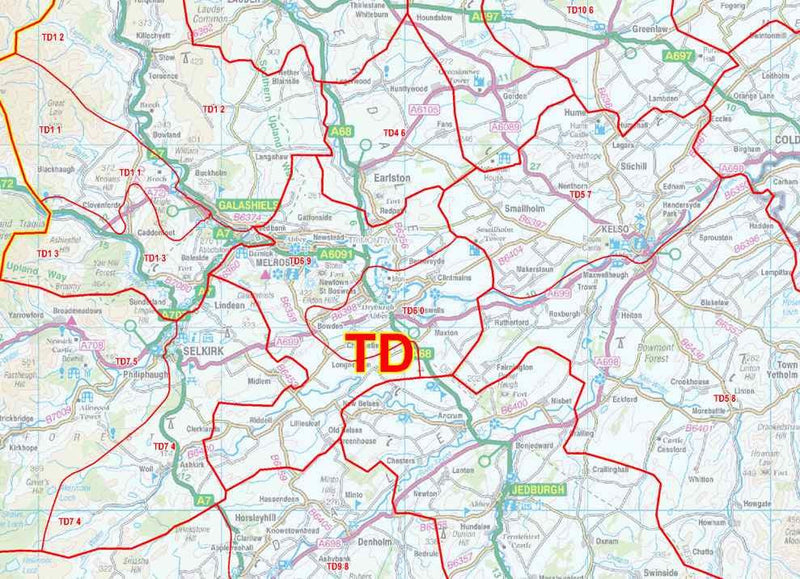 Central East Scotland Postcode Sector Map (S18) – Map Logic