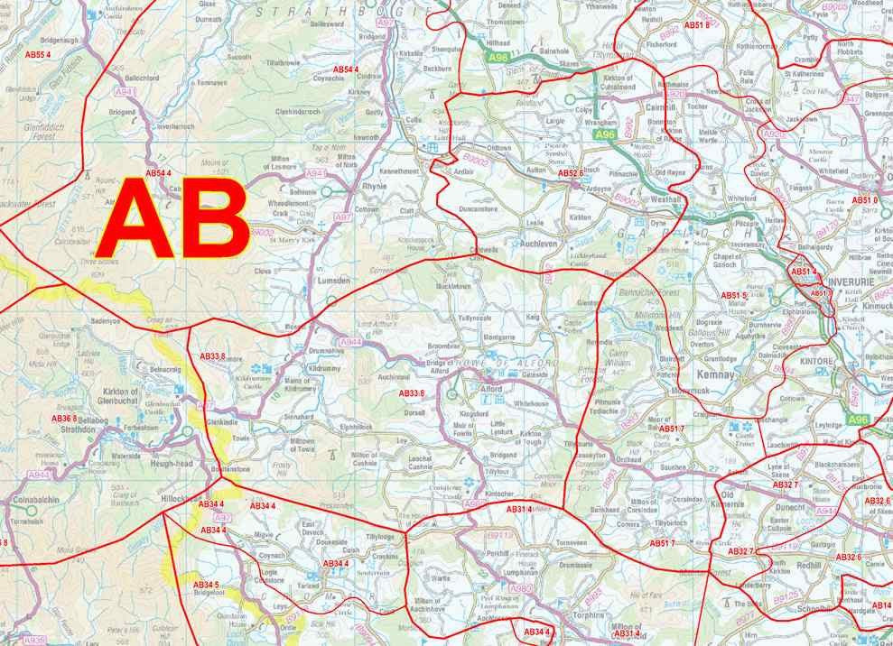 Ab10 Postcode Map Aberdeenshire Postcode Sector Laminated Map (S20) – Map Logic